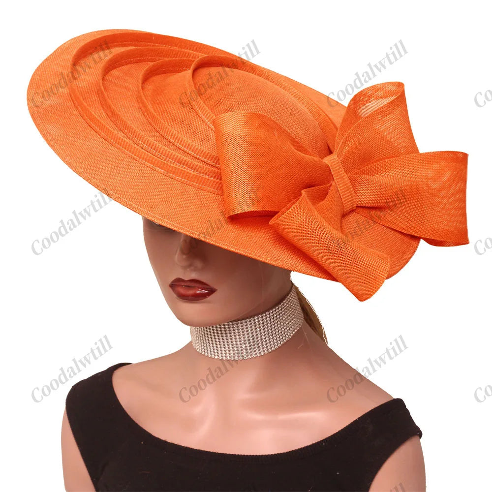 Cherub Church/Wedding %Derby Big Fascinator Hat Women Party Veils Headpeice With Bow New Fashion Lady Royal Ascot Large Cap Headband