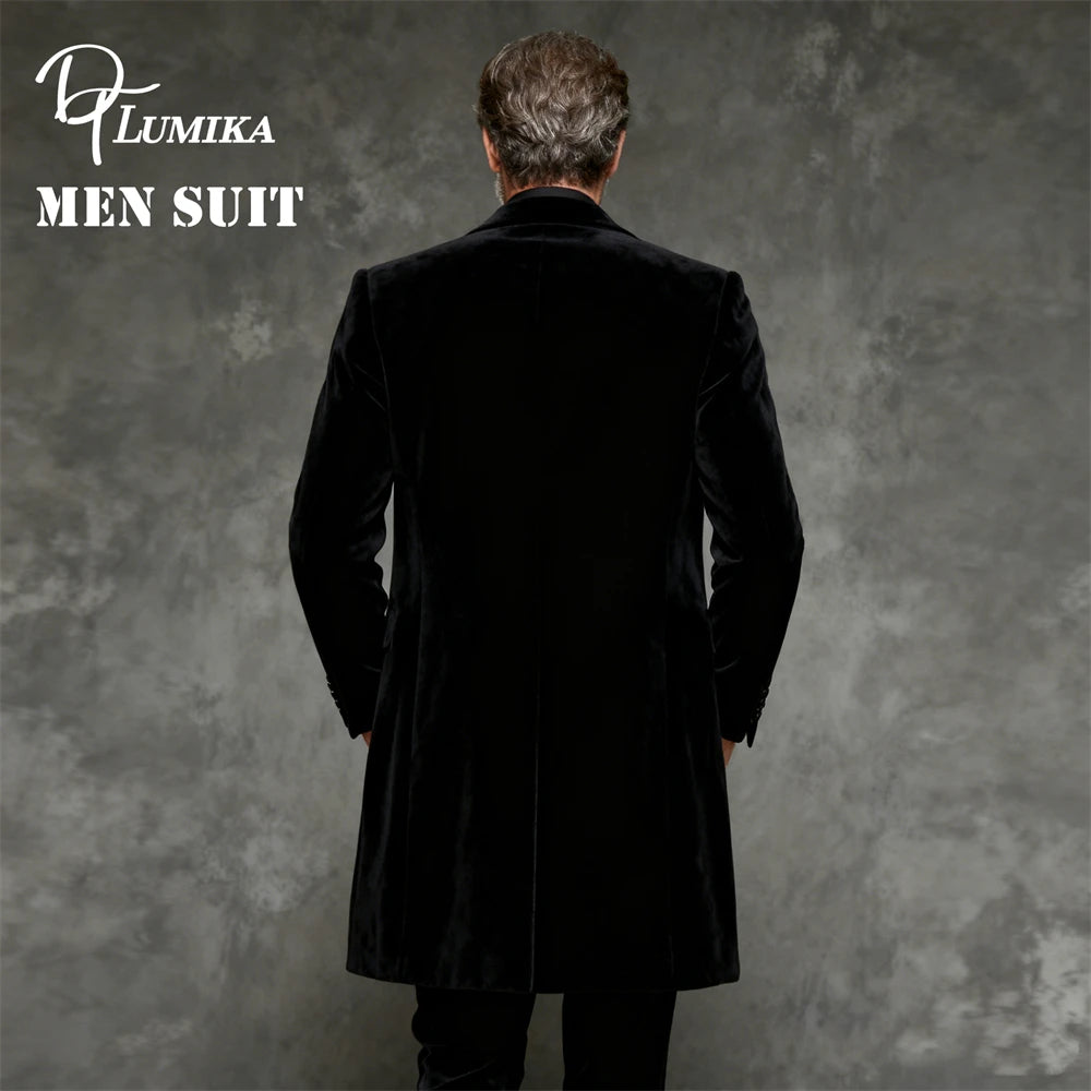 Made-to-Order Men 3-Piece Velvet Suit Set, XS-7XL Plus Man Suit Jacket Vest Pants Formal Suits Business Formal Party Suits