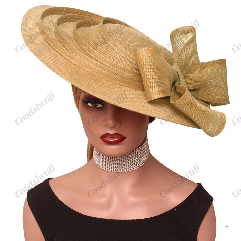 Cherub Church/Wedding %Derby Big Fascinator Hat Women Party Veils Headpeice With Bow New Fashion Lady Royal Ascot Large Cap Headband
