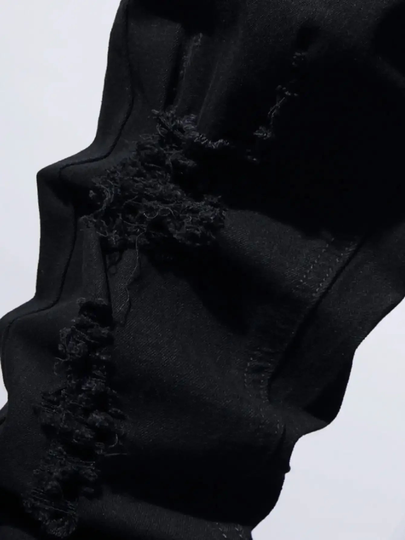 Cherub Men Slim Biker Ripped Long Denim black jeans