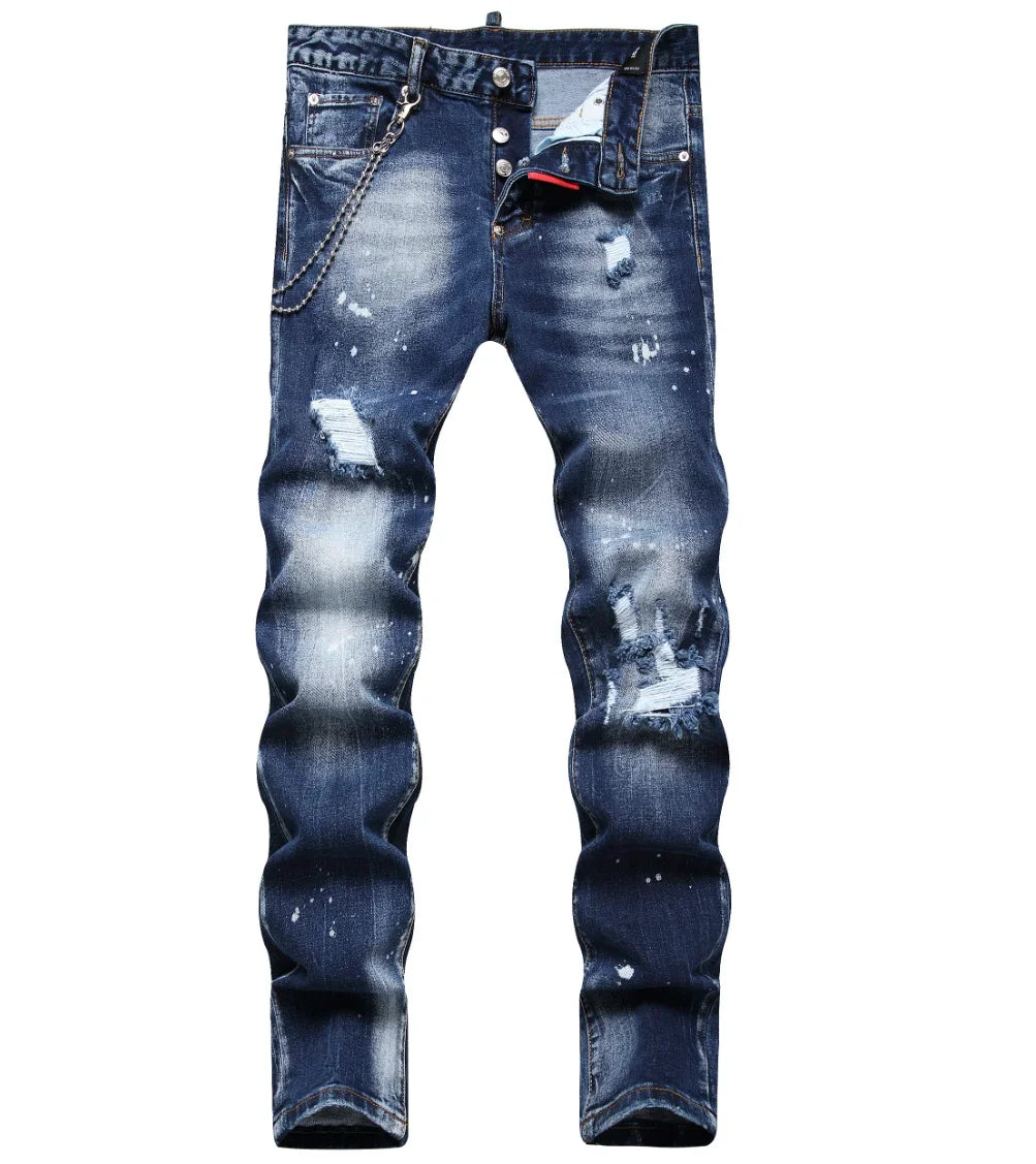 Cherub New Men's Ripped Jeans Luxury Men Skinny Jeans Light Blue