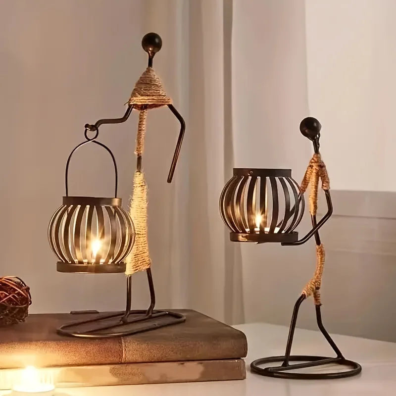 Candlestick Holders Hot Sale French Metal Candlestick Abstract(Afro)Character Sculpture Handmade Decors