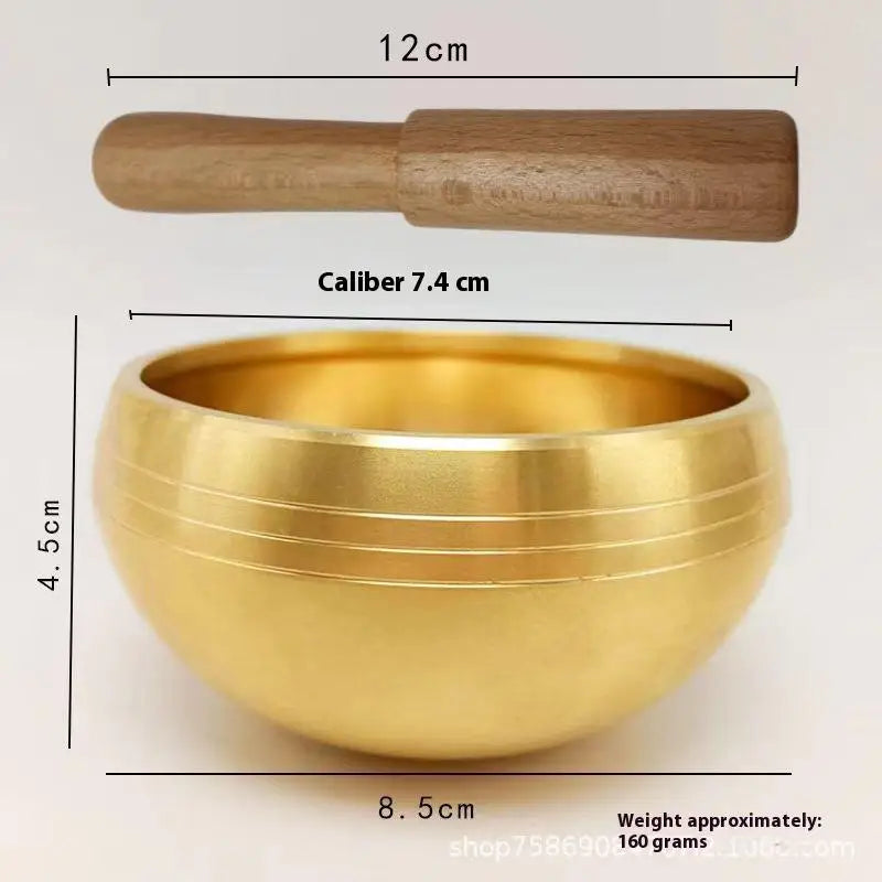 Brass Singing Bowl Sanskrit Yoga Meditation For Sound Handmade Healing Stress Relief Buddha Mindfulness Instrument