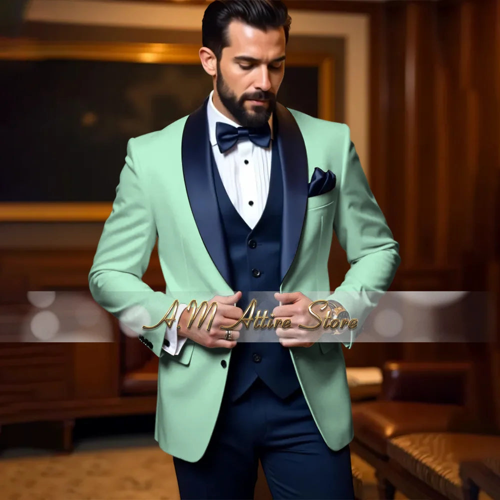 Cherub Men’s White or Multicolor Tuxedo 3pcs Suit for Groom Jacket Vest Pants Formal Wear for Wedding Prom Luxury Dinner Set Custom Gift for Boys