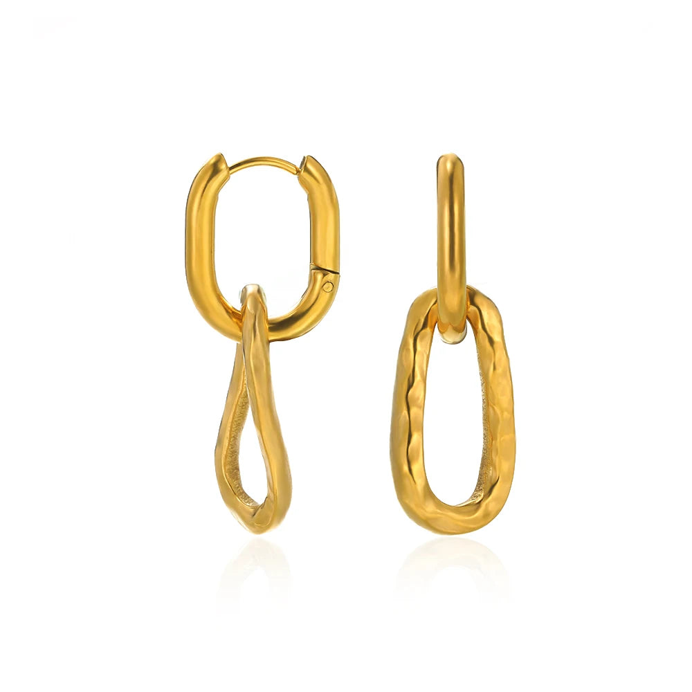 Stainless Steel Shell Earrings For Women Gold Color C-shaped Starfish Butterfly Earring