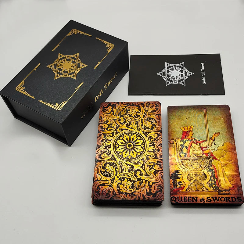 Gold Foil Tarot Plastic Cards Rose Pink Oracle Waterproof Card Deck Mysterious Board Game Divination Cards