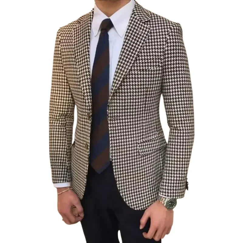 Plaid Men Suit Jacke Cherub Styles for Wedding Tuxedo Houndstooth Blazer 1 Pc American Style Notch Style Check Fashion Suit 2025