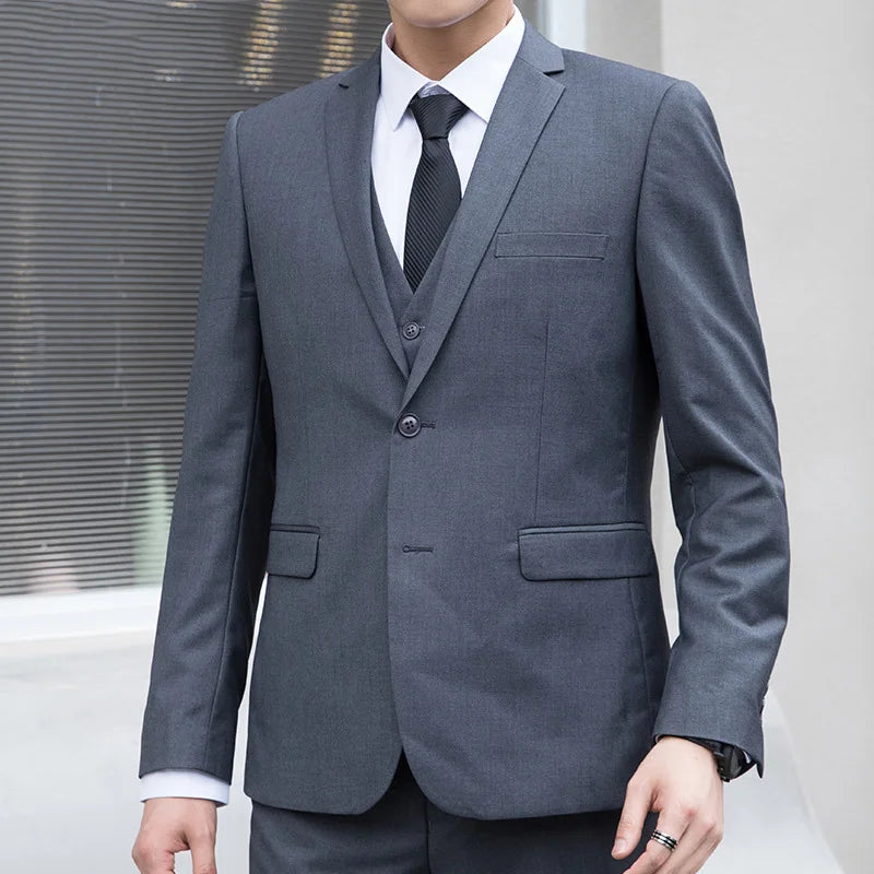Men Suit Coat Fashion Solid Color Turn Down Collar Male Outerwear Single-breasted Long Sleeve Business Versatile Man Jacket