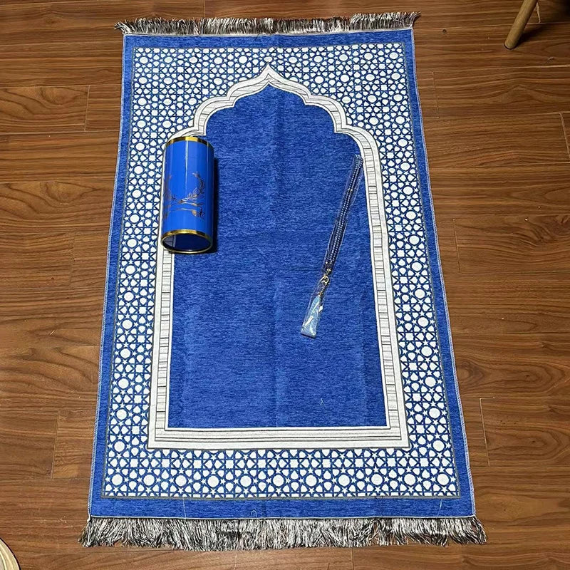 3pcs/set Muslim Prayer Mat Set Middle East Prayer Rug Prayer Beads Travel Worship Blanket Set Ramadan Gifts Islamic Sejadah