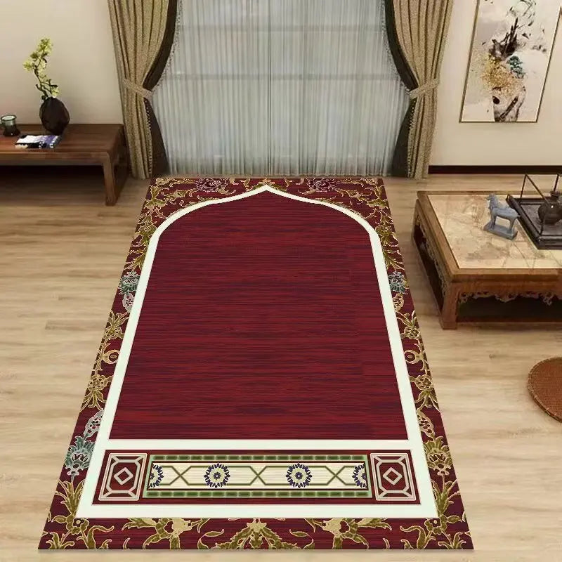 Mecca Kaaba Islamic Prayer Mat Gold Blue Arabesque Pattern Carpet Rug for Muslim Worship Home Decoration Rugs Living Room