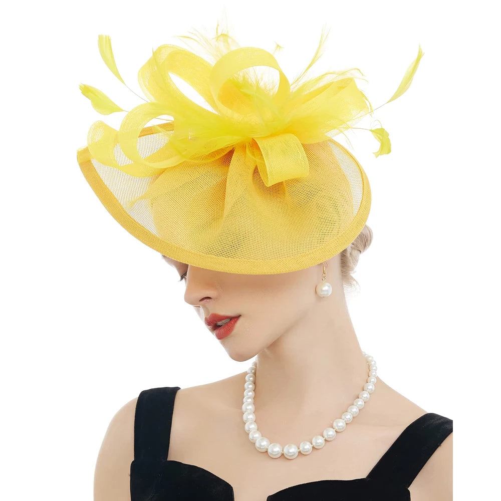 Cherub New Charming Fascinators Feather Church/Wedding Drop Mesh Hat Flower Cocktail Tea Party Hat