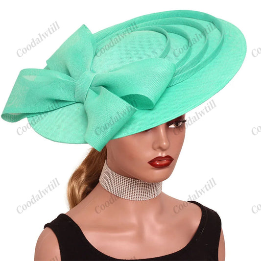 Cherub Church/Wedding %Derby Big Fascinator Hat Women Party Veils Headpeice With Bow New Fashion Lady Royal Ascot Large Cap Headband