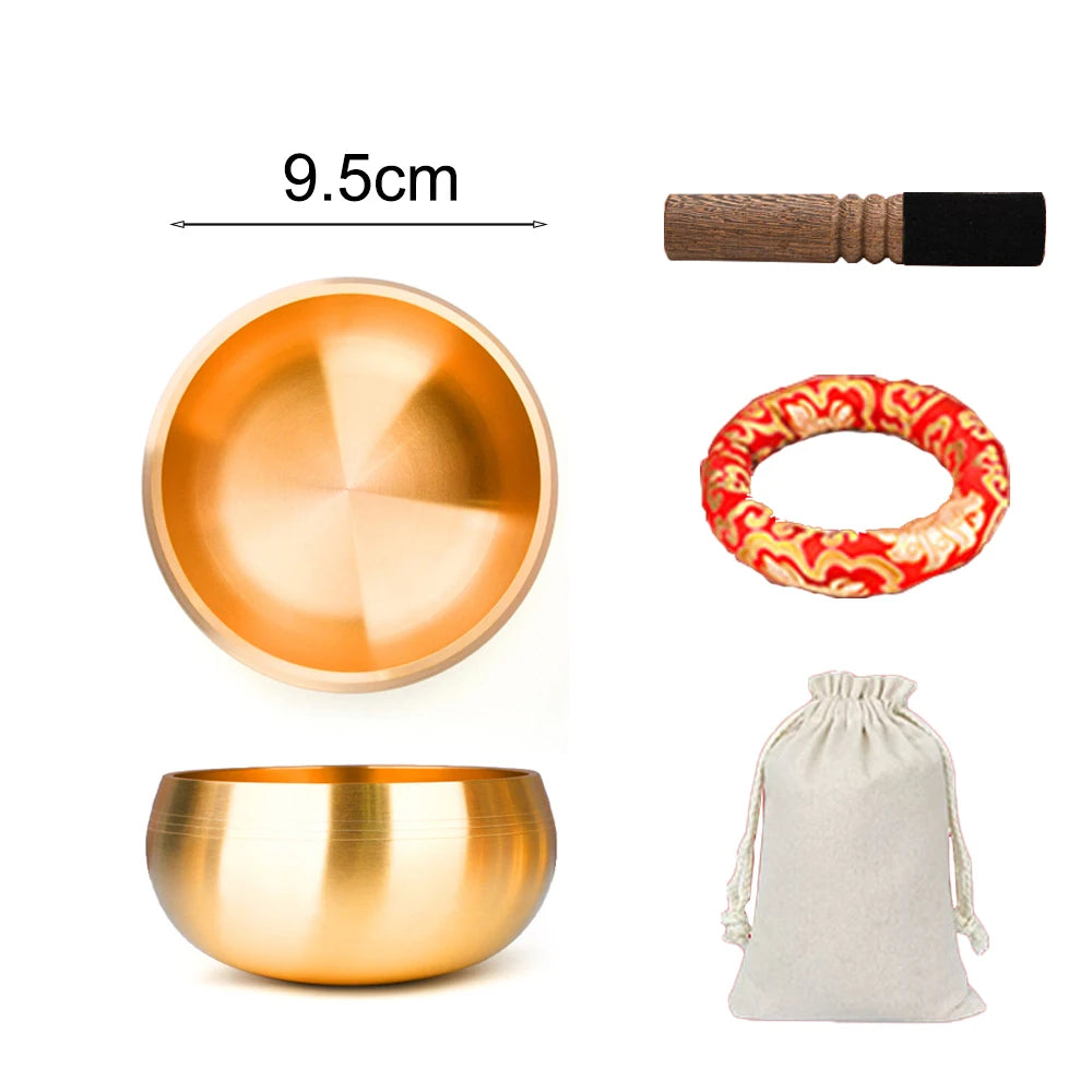 Brass Singing Bowl Tibetan Sanskrit Yoga Meditation for Sound Healing Stress Relief Buddha Mindfulness Instrument