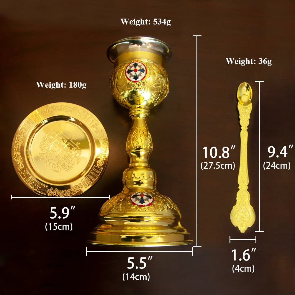 Christian Chalice Church Ceremonial Supplies Alloy Metal Holy Cups Exquisitely Carved Holy Water Spoons And Cups
