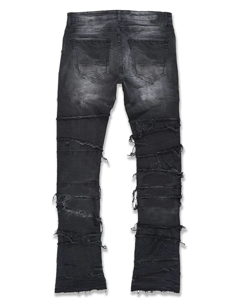 Vintage Men's Straight Jeans Male Youth Four Seasons Casual Patchwork Denim Pants 2025 Fashion High Waist Trousers Streetwear