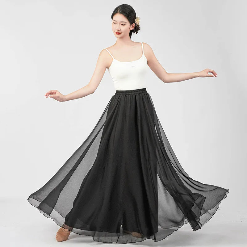 Cheongsam Dance Costume Chinese Traditional Folk National Dancer Performance Outfit Long Dress Rose Button WIde Leg Culottes
