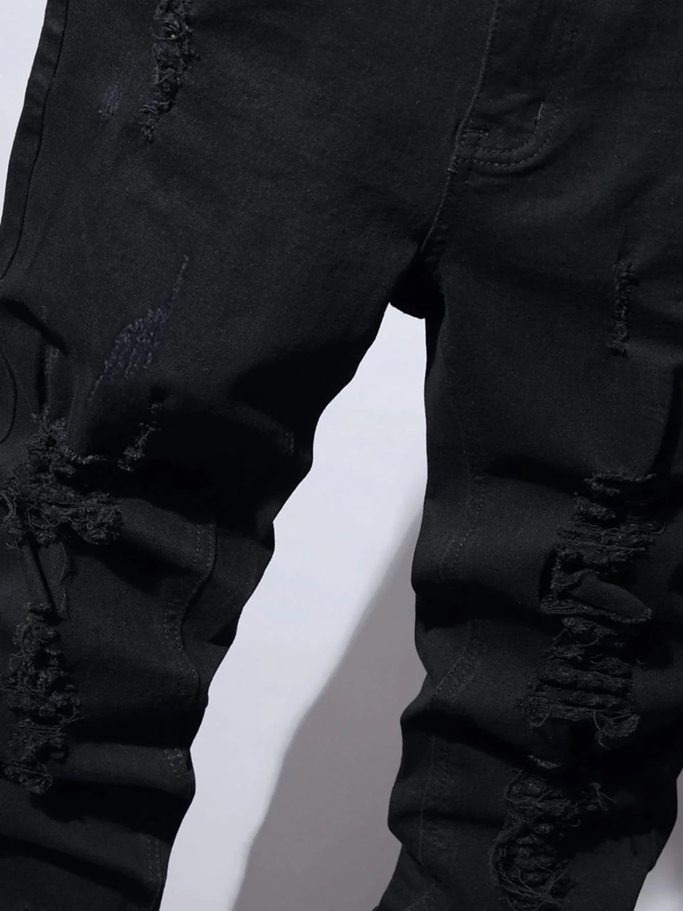 Cherub Men Slim Biker Ripped Long Denim black jeans