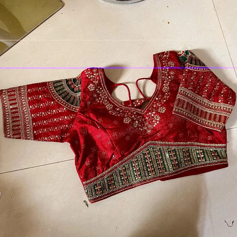 Indian Traditional Clothing for Women Tops Readymade Saree Sari Blouses Short Sleeve Crop Top India Choli Black Red