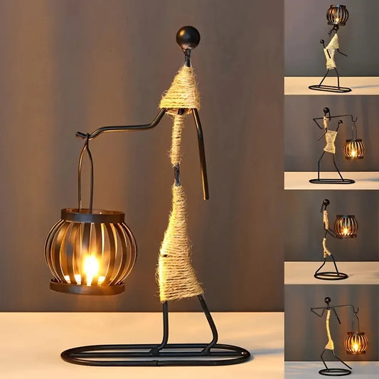 Candlestick Holders Hot Sale French Metal Candlestick Abstract(Afro)Character Sculpture Handmade Decors
