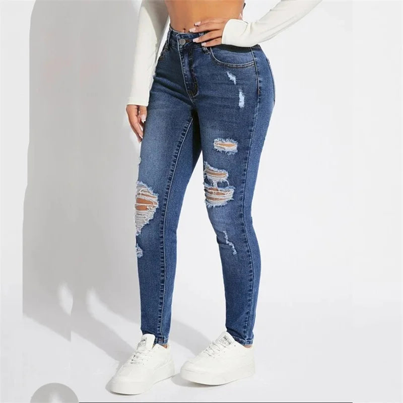 Cherub Fashion slit Pencil Jeans Women Denim Pants. Female Casual Urban anywhere Trousers 2024 Summer Trend Urbanwear