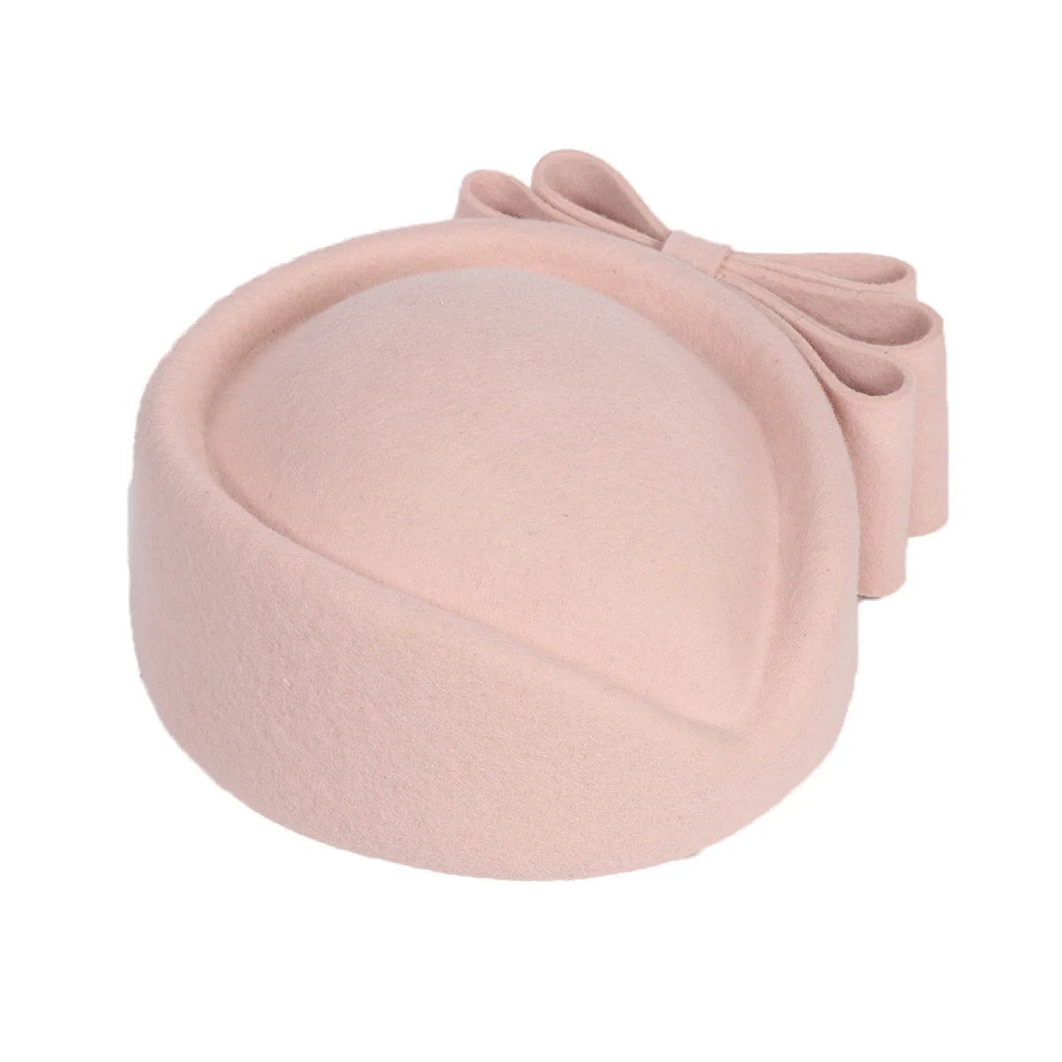 Cherub Winter Pink Wool Fascinator French Beret Church Hats With Bowknot Elegant Wedding Formal Church Tea Party Millinery Cocktail Hat
