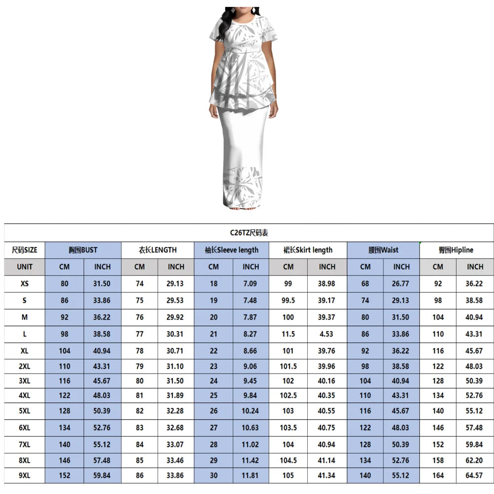 Samoan Polynesian Island Ethnic Costume Women'S Puletasi Dress, Festive Party Style Floor-Standing Evening Dress