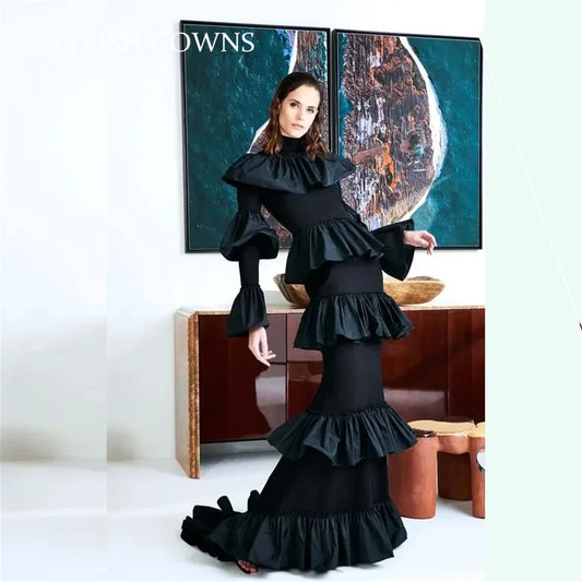New Arrival Full Sleeves Formal Gowns Evening Dresses robe de soiree Long Luxury Arabic Evening Dress Elegant Pleated Customized