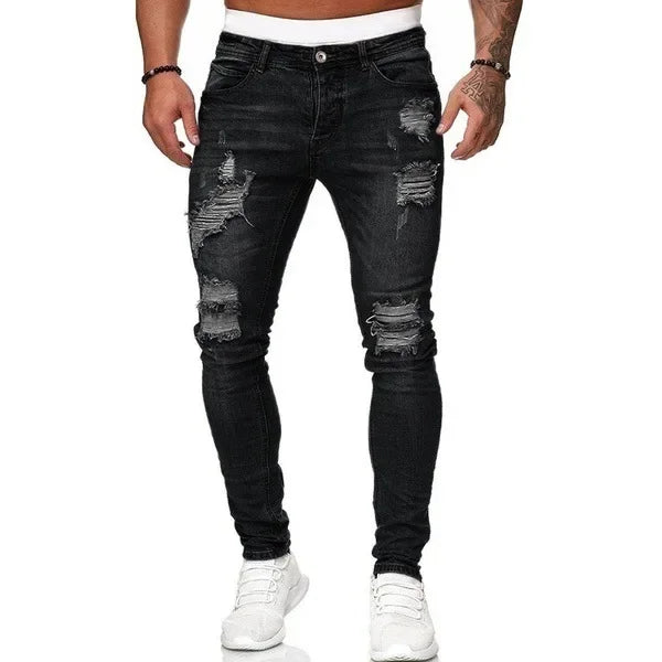 Ripped Jeans Men Stretch Skinny Grey Blue Black Hip Hop Denim Trousers Urban wear Casual Slim Fit Jeans for Men Jogging jean
