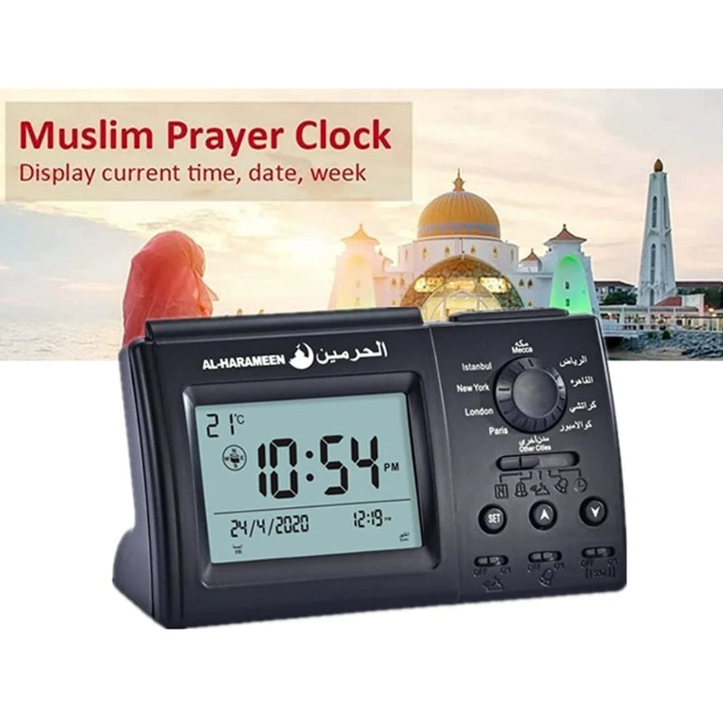 Muslim Azan Table Clock Athans Prayer Clock for All Prayers bla Direction Church Islamic Automatic Digital Alarm Clock
