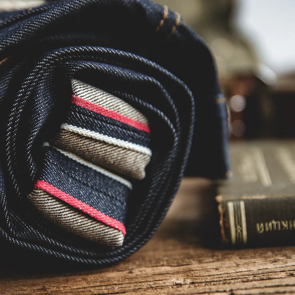 Cherub Classic Retro 13.8oz Salvage Raw Denim Jeans Regular Fit Cotton Pants for Men