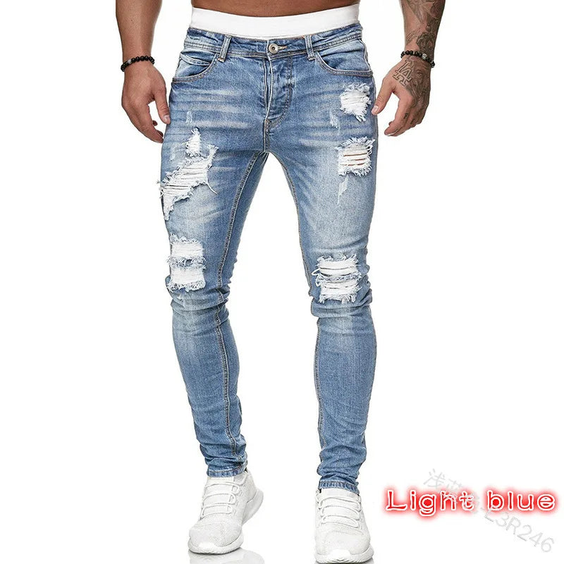 Mens Black Jeans Slim Fit Quality Gray Casual Male Jeans Pants Skinny Fit Men Pants Hip Hop Urbanwear Cotton Denim Trousers
