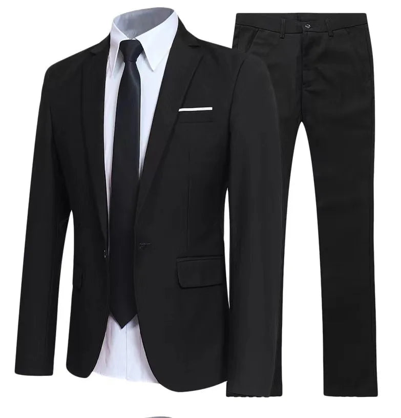 Mens Suit Set Business Casual Blazer Groom Groomsmen Wedding Tuxedo Two Piece Formal Office Wear Party Suit