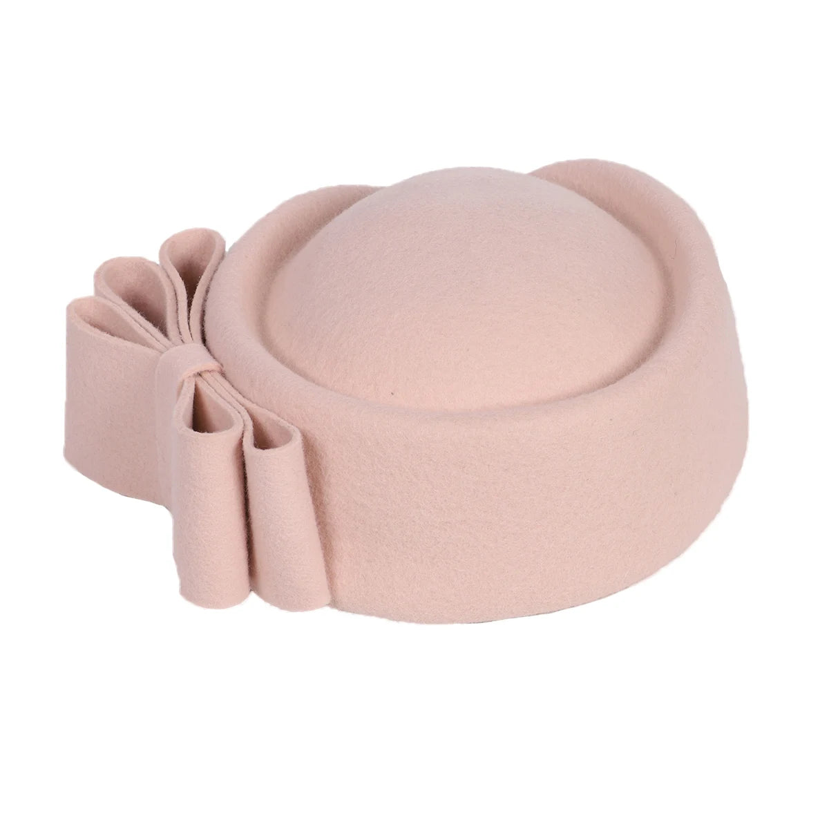 Cherub Winter Pink Wool Fascinator French Beret Church Hats With Bowknot Elegant Wedding Formal Church Tea Party Millinery Cocktail Hat