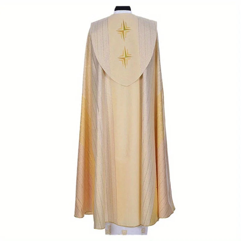 Fashion Print Cape Priest Religious Cape Men's Shawl Stage Performance Costume Accessories Set