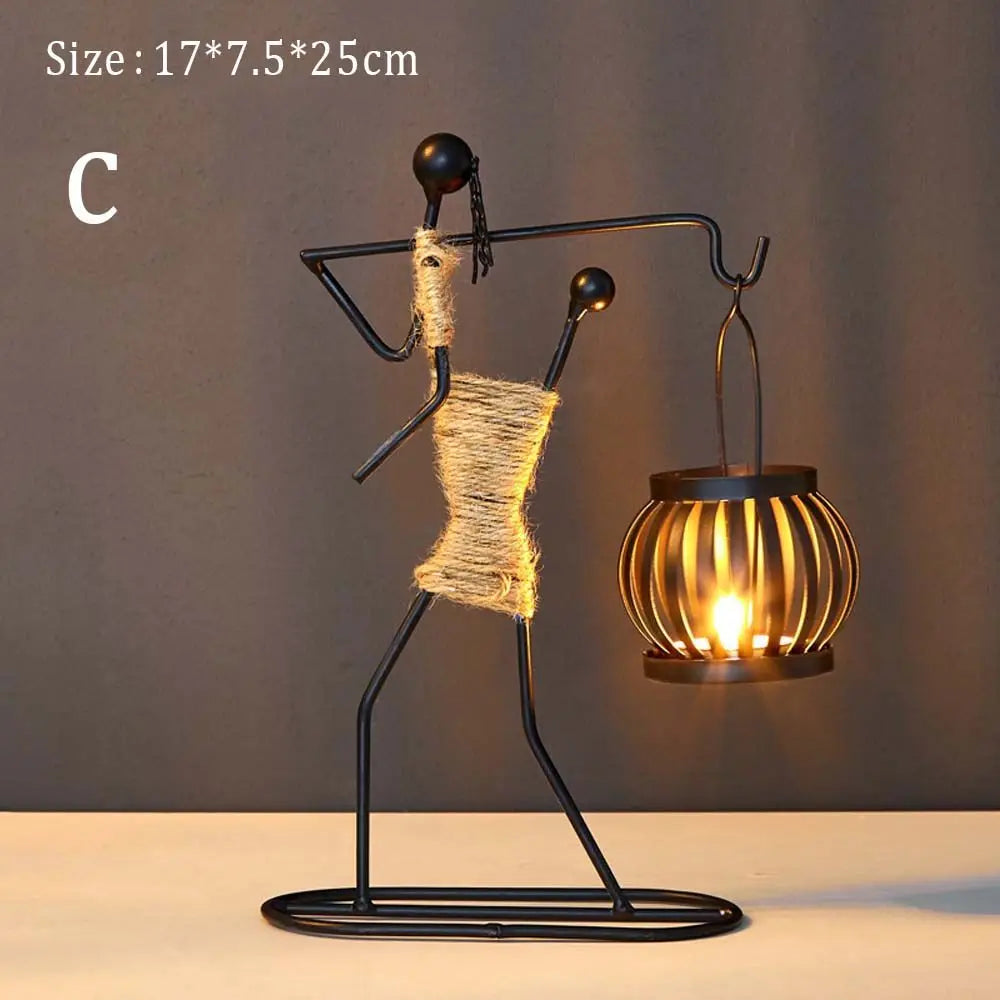 Candlestick Holder 1 PCS Creative Abstract(Afro)Character Sculpture Exquisite Candle Stand For Prayer Homes/ Businesses