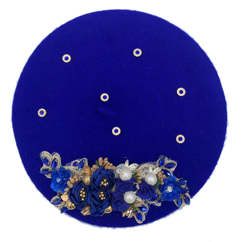Cherub 2024 Winter Autumn Women's Beret Hat/Flower Diamonds Lady Cap French style considered Sunday's best