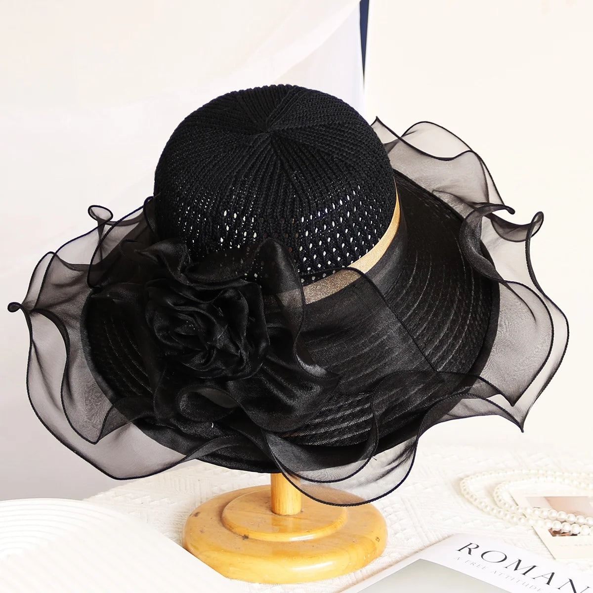 Cherub Elegant Summer Women's Church Woven Sun Hat Breathable/Foldable Design