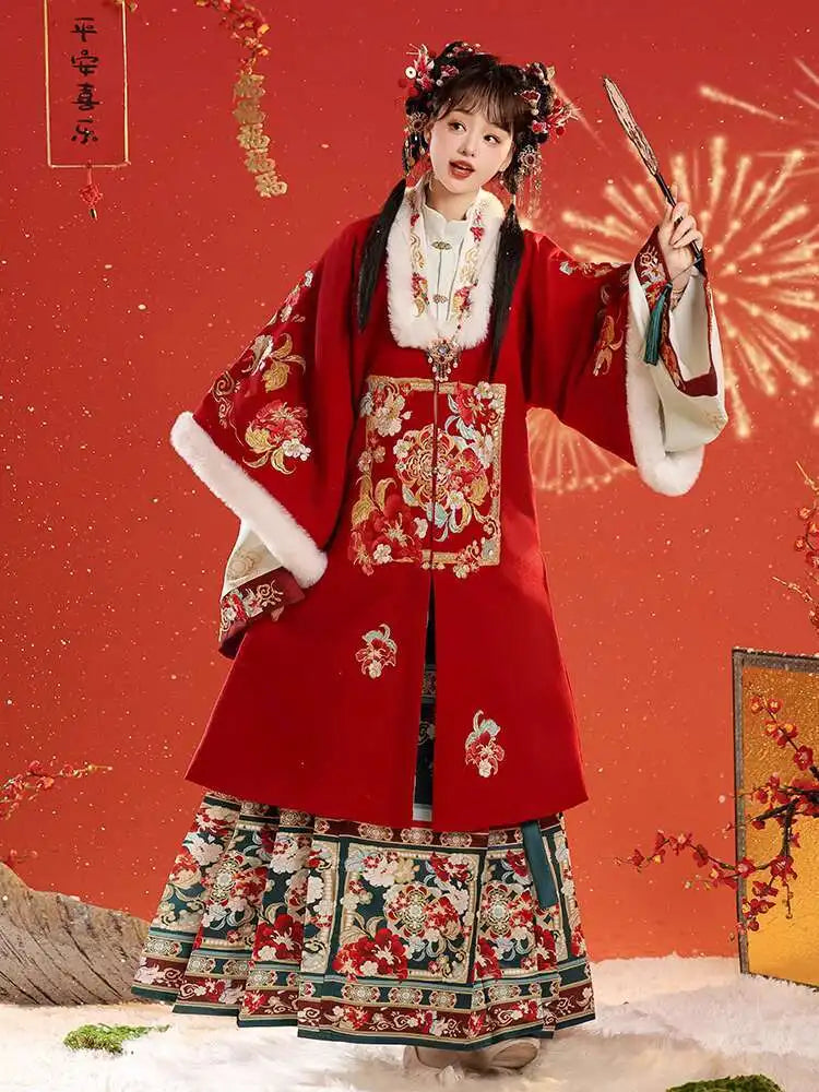 Chunluo Wanxiang Ming Long Shirt Hanfu Women's 2024 New Autumn And Winter Thick New Year's Clothing Horse Face Skirt Ancient