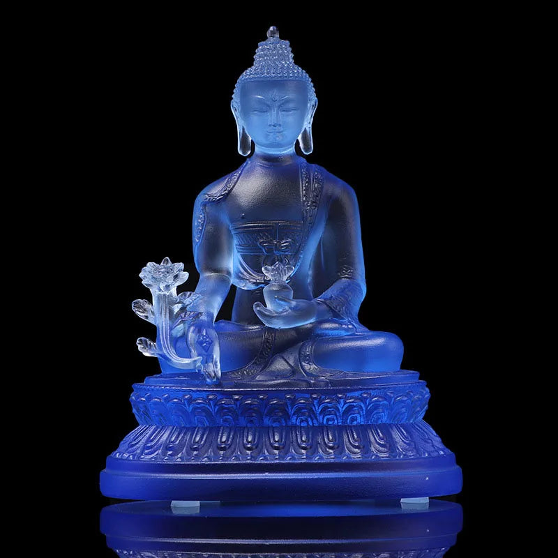 Coloured glaze Medicine Buddha Buddha Statue Ornament, Light Buddha Buddha Mother Goddess Home Worship, Buddha Hall Decoration