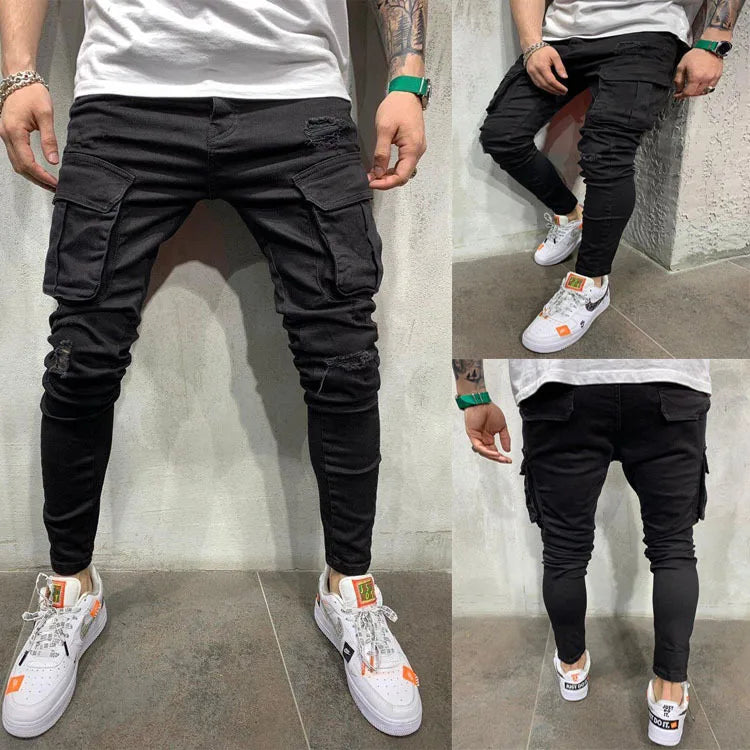 Mens Black Jeans Slim Fit Quality Gray Casual Male Jeans Pants Skinny Fit Men Pants Hip Hop Urbanwear Cotton Denim Trousers