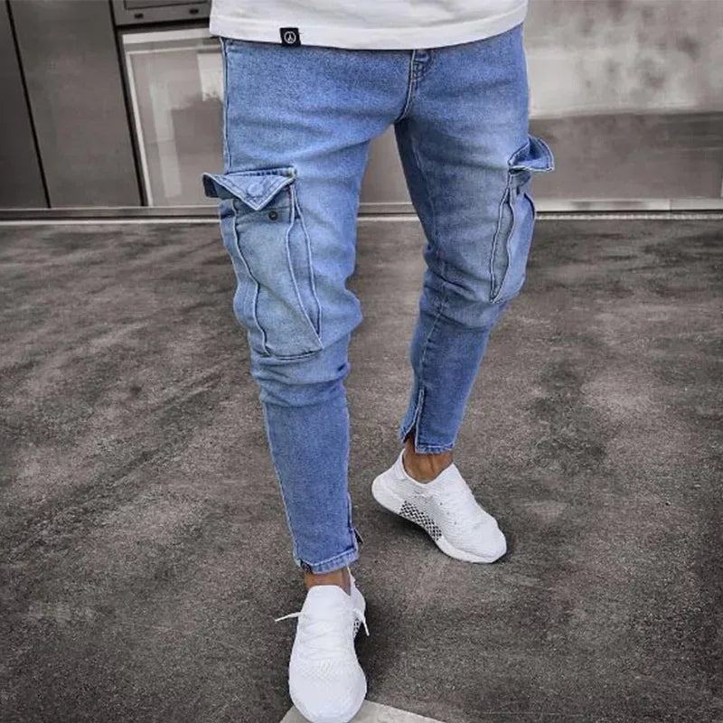 2025 Men's Jeans Denim Pants Pocket Design Slim Straight Jeans Pants Men Elasticity Stretchy Male Zipper Trousers Pants Jeans