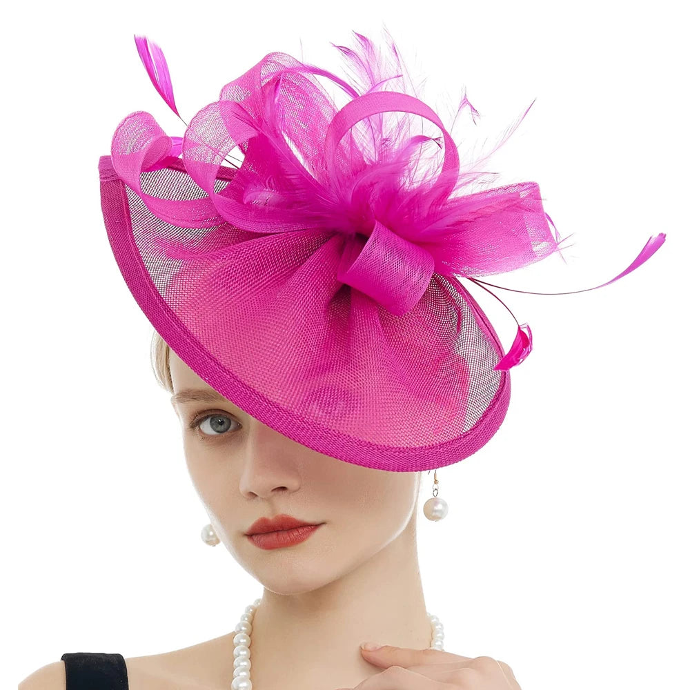 Cherub New Charming Fascinators Feather Church/Wedding Drop Mesh Hat Flower Cocktail Tea Party Hat