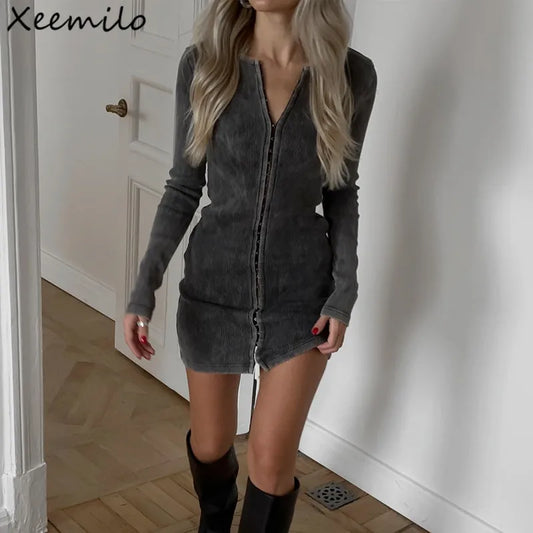 Cherub Grey Tie Dye Dress Autumn urban wear Long Sleeve Dress