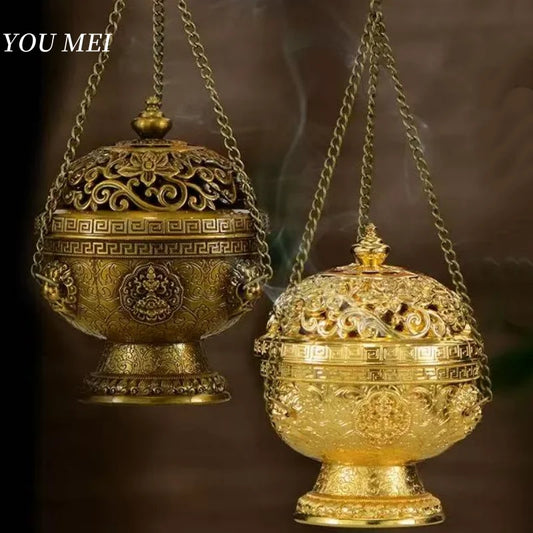 Multicolor Hanging Incense Burner Retro Copper Eight Auspicious Aromatherapy Stove Meditation Smoke Furnace Altars Buddhist Item