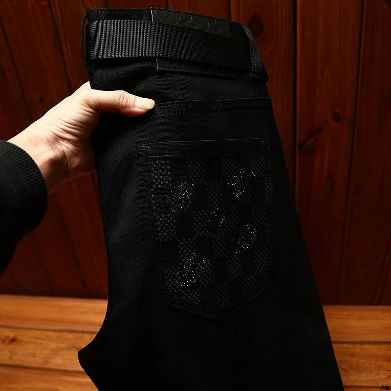 High-End Luxury Summer Thin black, Jeans Slim Straight