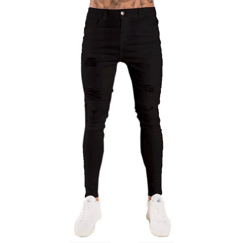 Ripped Jeans Men Stretch Skinny Grey Blue Black Hip Hop Denim Trousers Urban wear Casual Slim Fit Jeans for Men Jogging jean