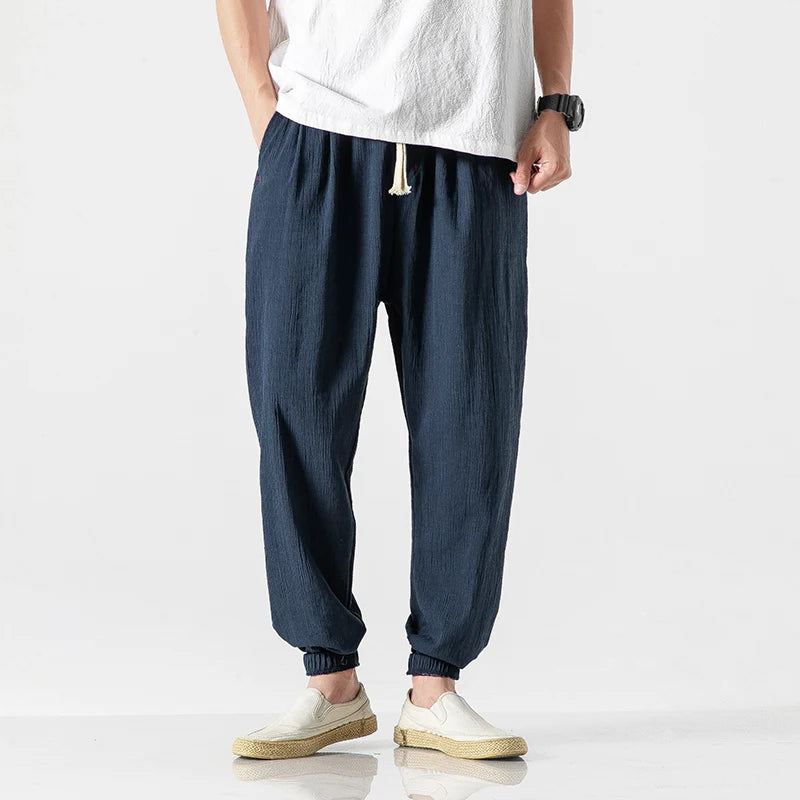 Cherub Cotton Linen Casual Harem Pants Joggers Man Summer Trousers