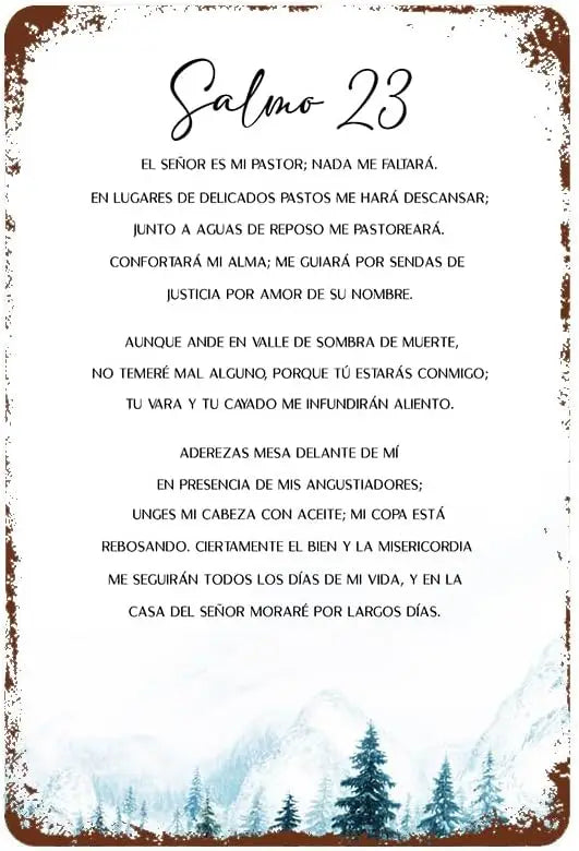 Spanish Bible Verse, Salmo 23,El Señor Es Mi Pastor Nada Me Faltará, Verso De La Biblia Metal Tin Sign Retro Wall Art Office
