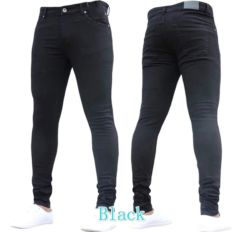 Mens Black Jeans Slim Fit Quality Gray Casual Male Jeans Pants Skinny Fit Men Pants Hip Hop Urbanwear Cotton Denim Trousers