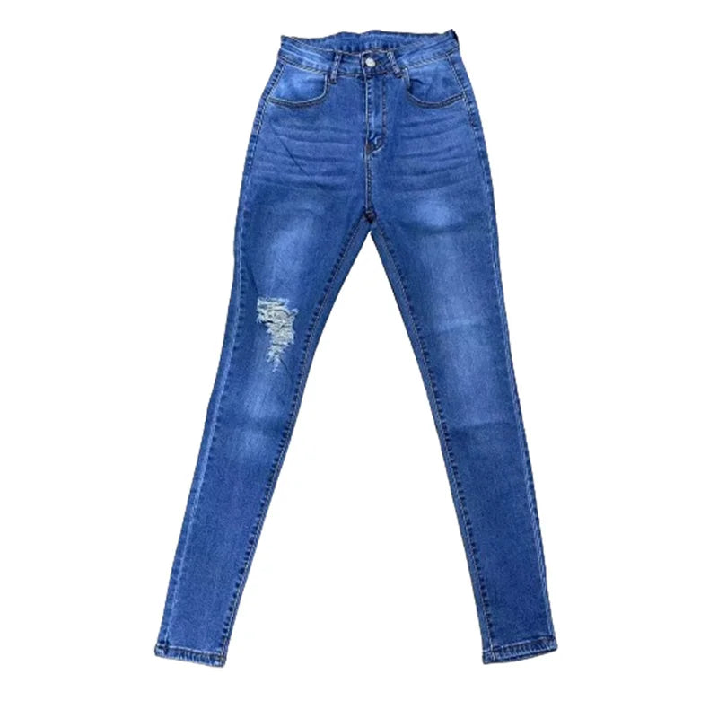 Cherub Fashion Trend one leg slit Pencil Jeans Women Denim Pants. Urban Comfortable anywhere Casual Female Trousers